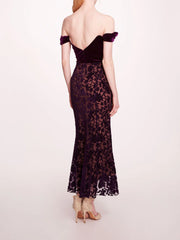 Velvet Cutwork Midi Dress