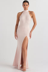 blush halter gown