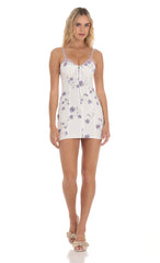 Floral Front Hook Bodycon Dress in White