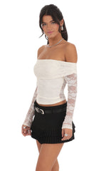 Lace Off Shoulder Top in Ivory
