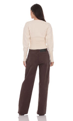 Low Rise Baggy Jeans in Chocolate Brown