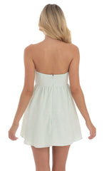 Jacquard Babydoll Dress in Seafoam Green
