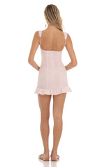 Jacquard Ruffle Dress Pink