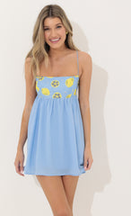 Lemon Baby Doll Dress in Blue