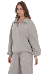 Quarter Zip-Up Jumper in Grey