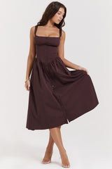 rich brown midi sundress
