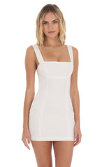 Square Neck Bodycon Dress in White