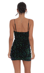 Velvet Green Sequin Bodycon Dress Black