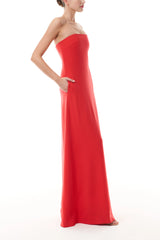Vermillion Strapless A-Line Gown