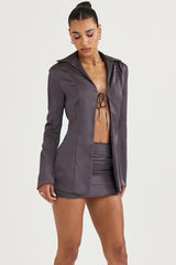 shadow satin a-line mini skirt