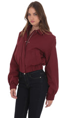 Collared Bomber Jacket in Burgundy