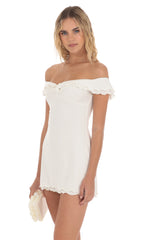 Off Shoulder Twist Dress in White
