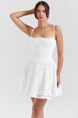 white broderie anglais mini dress