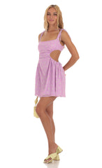 Floral Sequin Cutout Dress in Purple