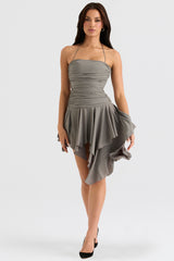 smoke gathered asymmetric dress