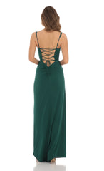 Lace Bust Maxi Dress in Green