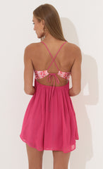 Chiffon Baby Doll Dress in Hot Pink