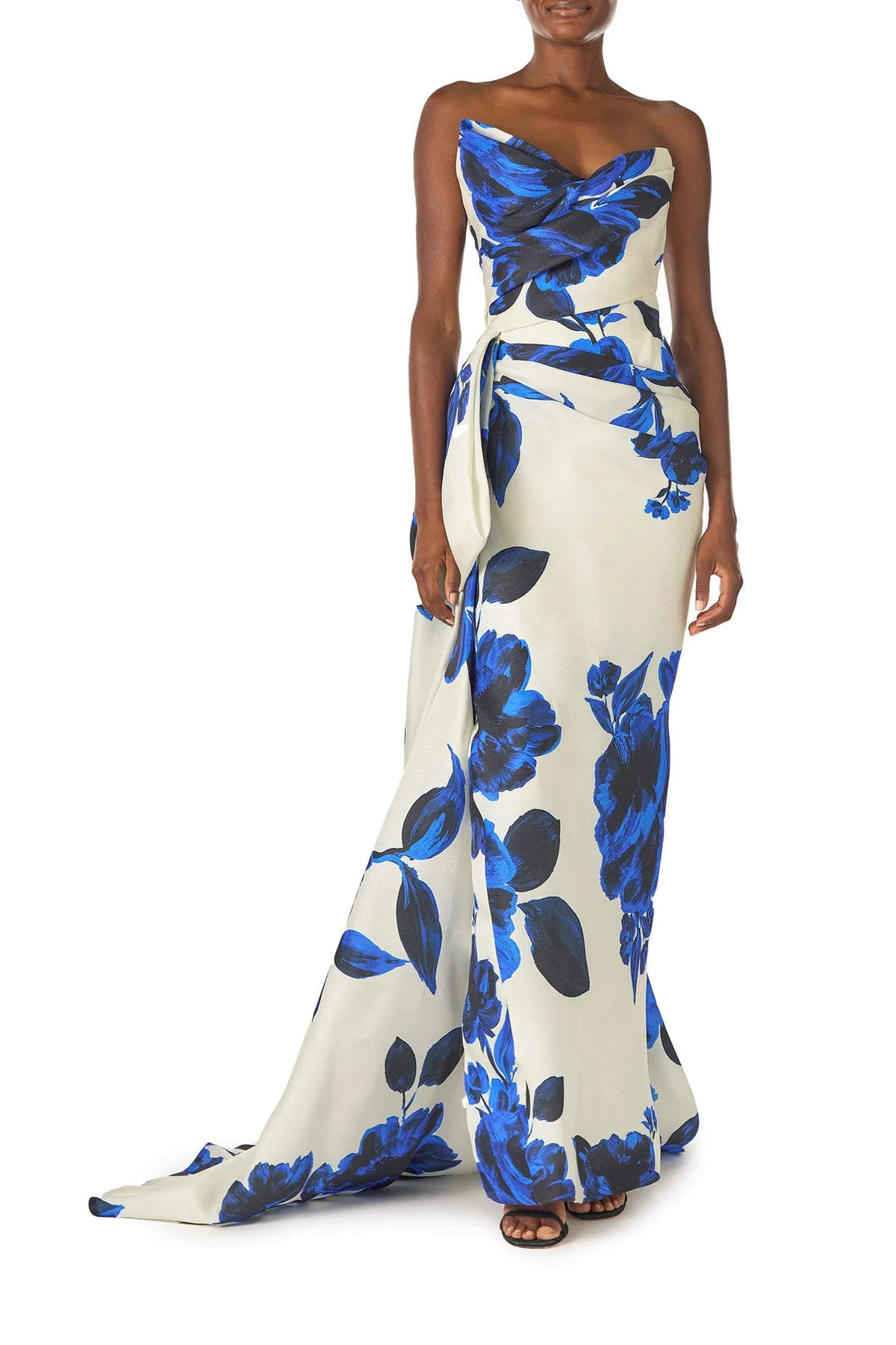 Asymmetric Draped Column Gown