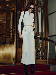 Lace Knit Mock Neck Top