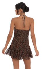 Halter Flare Dress in Cheetah Print