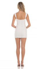 Shoulder Ties Bodycon Dress in White