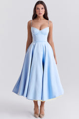 cinderella blue tulle midi dress
