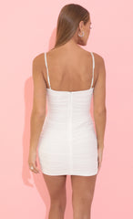 Mesh Cutout Dress in White