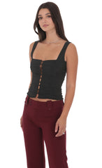 Ruched Button Top in Black