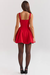 holly red crepe mini dress