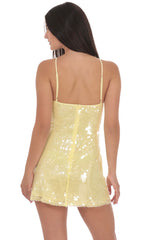 Sequin Halter Dress in Yellow