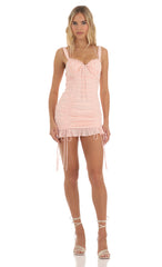 Ruched Mini Dress in Pink