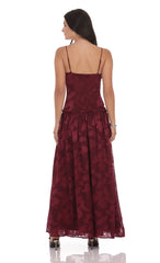 Floral Chiffon Maxi Dress in Burgundy