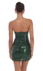Sequin Strapless Cutout Dress in Green