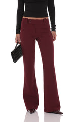 Low Rise Boot Cut Pants in Burgundy