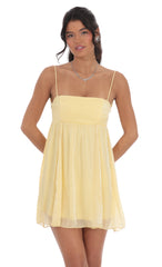 Rhinestone Babydoll Dress in Yellow