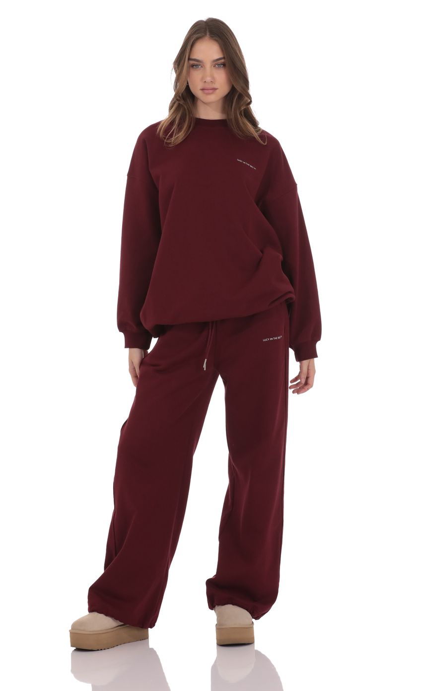French Terry Sweatpants Pants in Burgundy