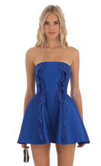 Double Ruffle Flare Dress in Blue