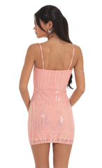 Sequin Pattern Bodycon Dress Peach