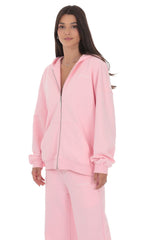 Oversize Zip-Up Hoodie in Pink