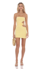 Conch Cutout Bodycon Dress in Yellow