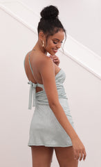 One Shoulder Dress in Sparkling Aqua