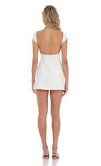 Ribbed Open Back Bodycon Dress in White