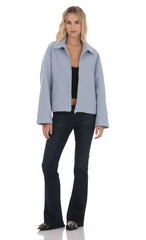 Sherpa Zip-Up Jacket in Light Blue