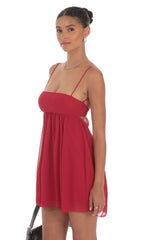 Chiffon Babydoll Dress in Slate Crimson Red
