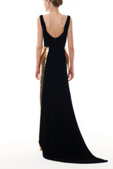 Noir Gold Velvet & Sequin Gown