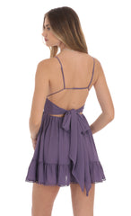 Chiffon V-Neck A-line Dress in Purple