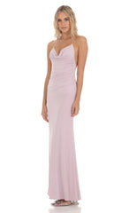 Halter Open Back Butterfly Maxi Dress in Lilac