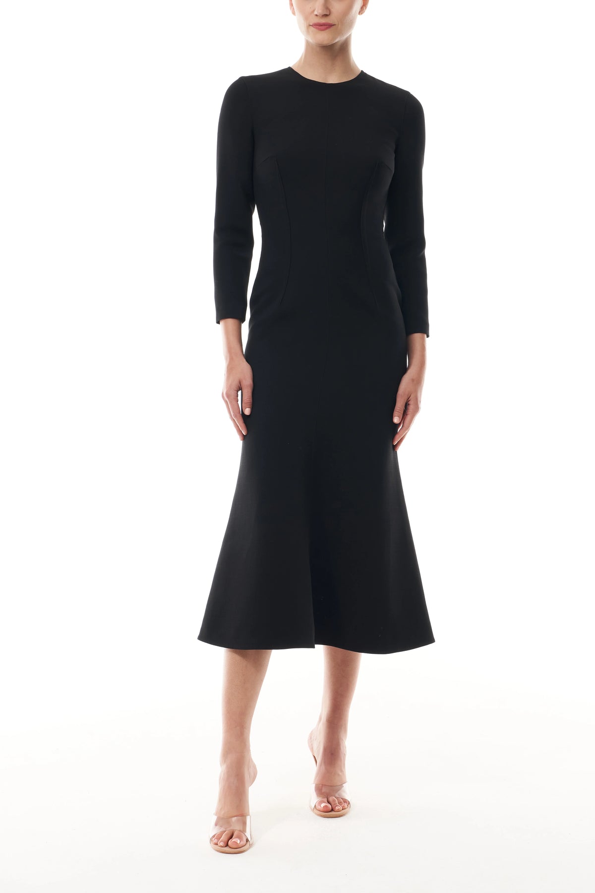 Long Sleeve Wool Midi Dress