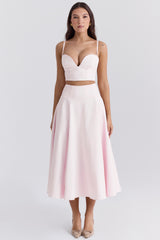ballerina pink a-line midi skirt