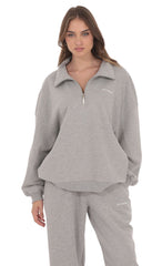 Quarter Zip-Up Jumper in Grey
